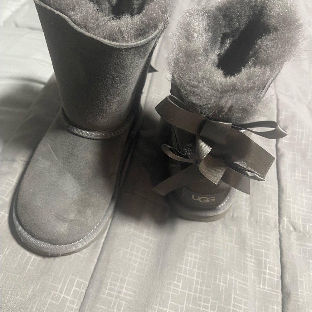 UGG Toddler Grey Bailey Bow Boots
